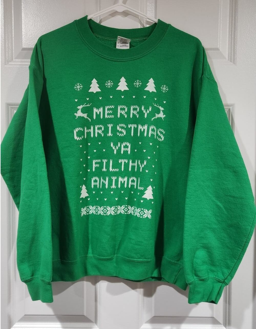 Gildan Christmas Sweater Merry Christmas Ya Filthy Animal Unisex Medium